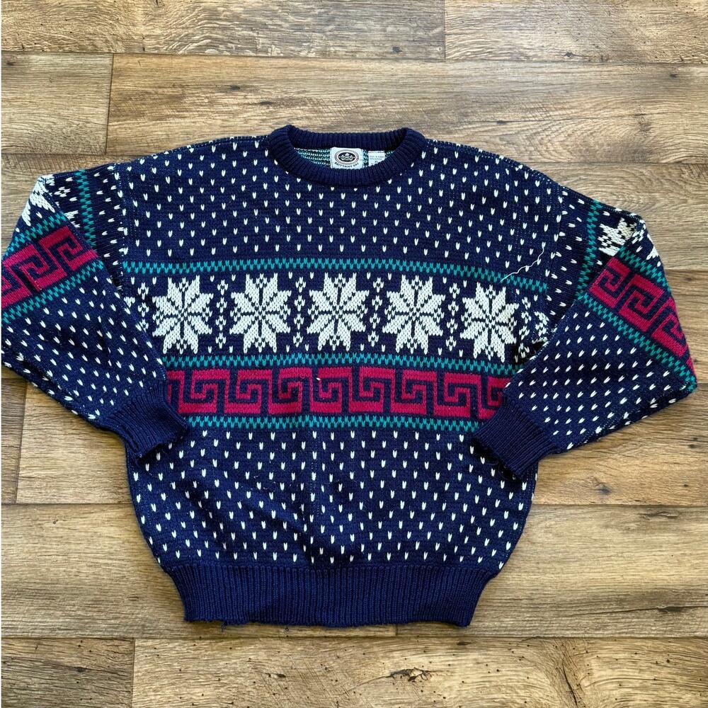 Vintage 80s Brittany Bay Chunky Knit Nordic Sweater